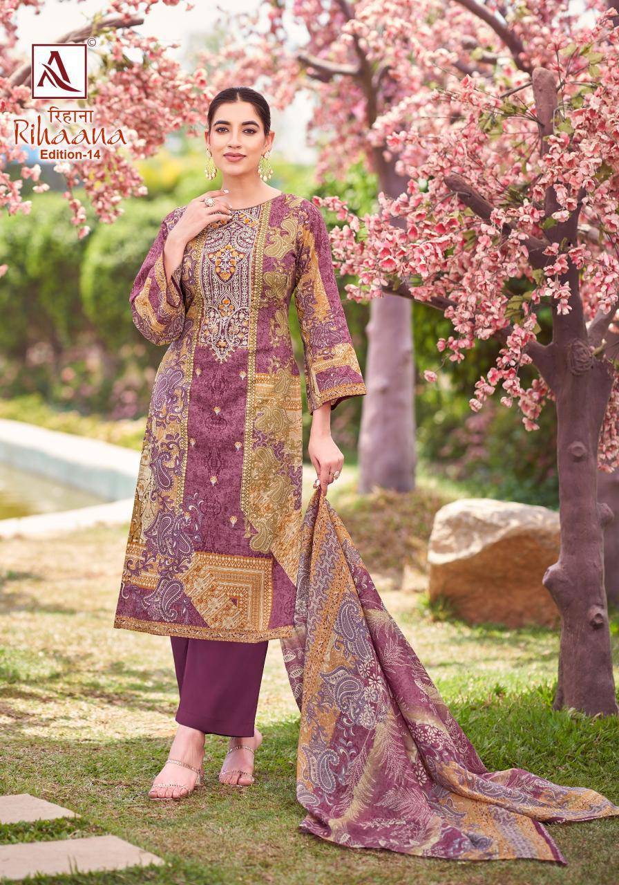 Alok suit rihaana 14 karachi cotton dress material wholesale